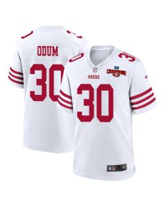 George Odum 30 San Francisco 49ers NFC Champions Patch Game Men Jersey – White