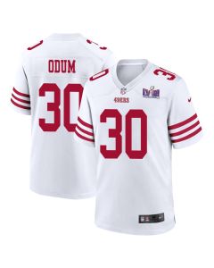 George Odum 30 San Francisco 49ers Super Bowl LVIII Patch Game Men Jersey – White