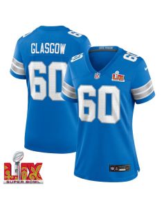 Graham Glasgow #60 Detroit Lions Super Bowl LIX Women’s Jersey – Blue