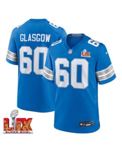 Graham Glasgow #60 Detroit Lions Super Bowl LIX YOUTH Jersey – Blue