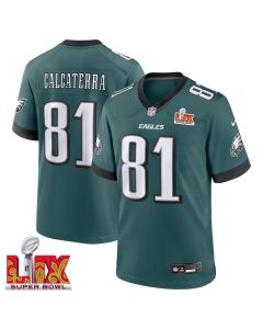 Grant Calcaterra #81 Philadelphia Eagles Super Bowl LIX Jersey – Men’s – Midnight Green
