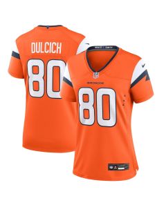 Greg Dulcich 80 Denver Broncos Women’s Team Game Jersey – Orange