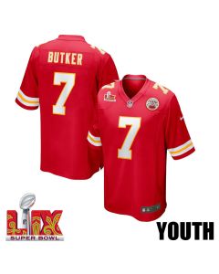 Harrison Butker #7 Kansas City Chiefs Super Bowl LIX YOUTH Jersey – Red