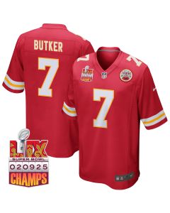 Harrison Butker 7 Kansas City Chiefs Super Bowl LIX Champions Patch Game Men Jersey – Red