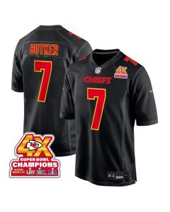 Harrison Butker 7 Kansas City Chiefs Super Bowl LVIII Champions 4X Fashion Game Men Jersey – Carbon Black