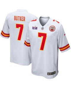 Harrison Butker 7 Kansas City Chiefs Super Bowl LVIII Patch Game Men Jersey – White