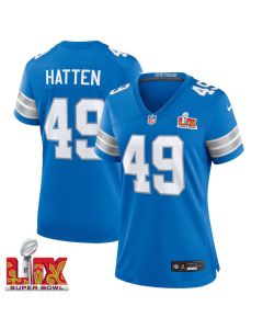 Hogan Hatten #49 Detroit Lions Super Bowl LIX Women’s Jersey – Blue