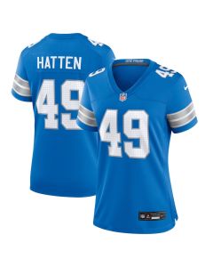 Hogan Hatten 49 Detroit Lions Women’s Game Jersey – Blue