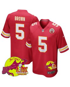 Hollywood Brown 5 Kansas City Chiefs Super Bowl LIX New Orleans Patch Game Men Jersey – Red
