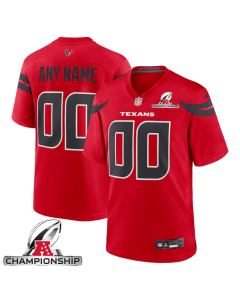 Houston Texans AFC Championship Patch Alternate Game Men Custom Jersey – Red