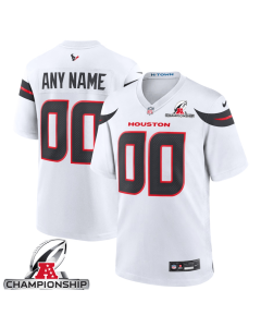 Houston Texans AFC Championship Patch Game Men Custom Jersey – White