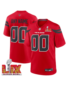 Houston Texans Super Bowl LIX Patch Alternate Game Men Custom Jersey – Red