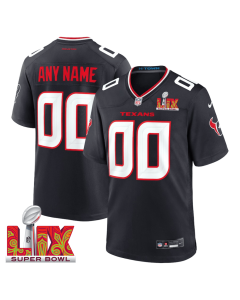 Houston Texans Super Bowl LIX Patch Game Men Custom Jersey – Navy
