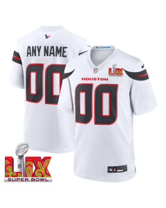 Houston Texans Super Bowl LIX Patch Game Men Custom Jersey – White