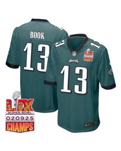 Ian Book 13 Philadelphia Eagles Super Bowl LIX Champions Patch Game Men Jersey – Midnight Green