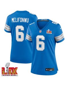 Ifeatu Melifonwu #6 Detroit Lions Super Bowl LIX Women’s Jersey – Blue