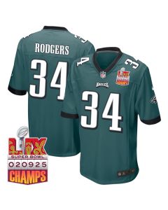 Isaiah Rodgers 34 Philadelphia Eagles Super Bowl LIX Champions Patch Game Men Jersey – Midnight Green