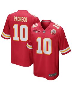 Isiah Pacheco 10 Kansas City Chiefs AFC Champions Patch Game Men Jersey – Red