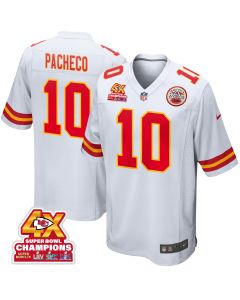Isiah Pacheco 10 Kansas City Chiefs Super Bowl LVIII Champions 4X Game Men Jersey – White