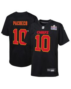 Isiah Pacheco 10 Kansas City Chiefs Super Bowl LVIII Patch Fashion Game YOUTH Jersey – Carbon Black