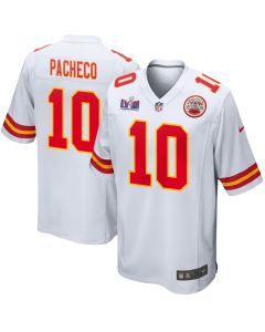 Isiah Pacheco 10 Kansas City Chiefs Super Bowl LVIII Patch Game Men Jersey – White