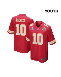 Isiah Pacheco 10 Kansas City Chiefs Super Bowl LVIII Patch Game YOUTH Jersey – Red