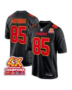 Izaiah Gathings 85 Kansas City Chiefs Super Bowl LVIII Champions 4X Fashion Game Men Jersey – Carbon Black