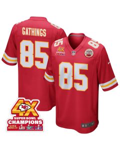 Izaiah Gathings 85 Kansas City Chiefs Super Bowl LVIII Champions 4X Game Men Jersey – Red