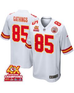 Izaiah Gathings 85 Kansas City Chiefs Super Bowl LVIII Champions 4X Game Men Jersey – White