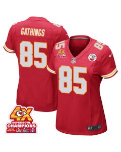 Izaiah Gathings 85 Kansas City Chiefs Super Bowl LVIII Champions 4X Game Women Jersey – Red