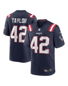 J.J. Taylor 42 New England Patriots Men Team Game Jersey – Navy