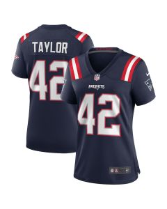 J.J. Taylor 42 New England Patriots Women Team Game Jersey – Navy