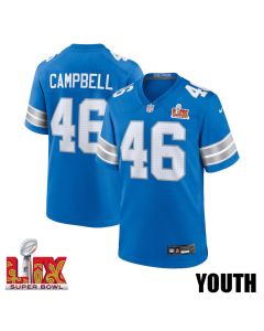 Jack Campbell #46 Detroit Lions Super Bowl LIX YOUTH Jersey – Blue
