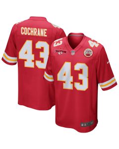Jack Cochrane 43 Kansas City Chiefs AFC Champions Patch Game Men Jersey – Red
