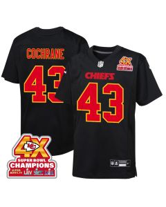 Jack Cochrane 43 Kansas City Chiefs Super Bowl LVIII Champions 4X Fashion Game YOUTH Jersey – Carbon Black