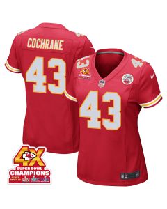Jack Cochrane 43 Kansas City Chiefs Super Bowl LVIII Champions 4X Game Women Jersey – Red