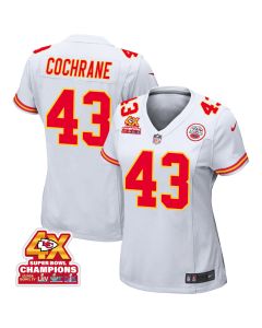 Jack Cochrane 43 Kansas City Chiefs Super Bowl LVIII Champions 4X Game Women Jersey – White