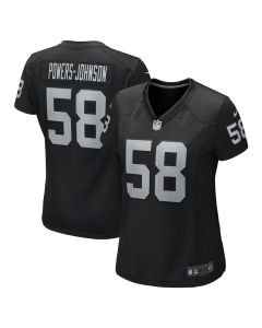 Jackson Powers-Johnson 58 Las Vegas Raiders Women’s Team Game Jersey – Black