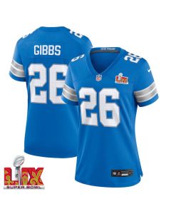 Jahmyr Gibbs #26 Detroit Lions Super Bowl LIX Women’s Jersey – Blue