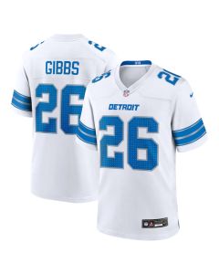 Jahmyr Gibbs 26 Detroit Lions Game Jersey – White, Men