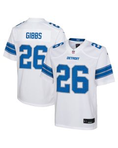 Jahmyr Gibbs 26 Detroit Lions Player Game YOUTH Jersey – White