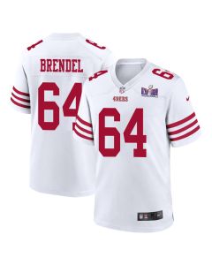 Jake Brendel 64 San Francisco 49ers Super Bowl LVIII Patch Game Men Jersey – White