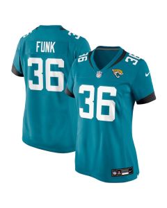 Jake Funk 36 Jacksonville Jaguars Women’s Team Game Jersey – Teal