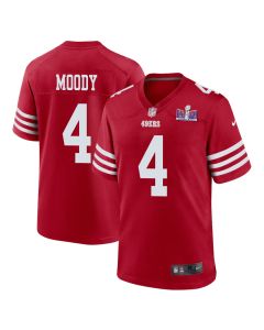 Jake Moody 4 San Francisco 49ers Super Bowl LVIII Patch Game Men Jersey – Scarlet