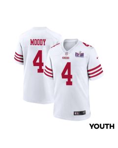 Jake Moody 4 San Francisco 49ers Super Bowl LVIII Patch Game YOUTH Jersey – White