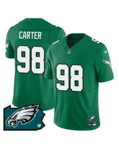 Jalen Carter 98 Philadelphia Eagles Pennsylvania State Map Patch Alternate Game Men Jersey – Kelly Green