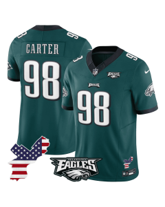 Jalen Carter 98 Philadelphia Eagles Philadelphia Patch Game Men Jersey – Midnight Green