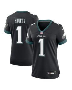 Jalen Hurts 1 Philadelphia Eagles Alternate Game Women Jersey – Black