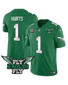 Jalen Hurts 1 Philadelphia Eagles Fly Eagles Fly Patch Alternate Game Men Jersey – Kelly Green
