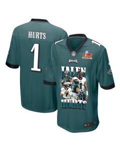 Jalen Hurts 1 Philadelphia Eagles ‘Get Out of Jalen Free Card’ Game Men Jersey – Midnight Green